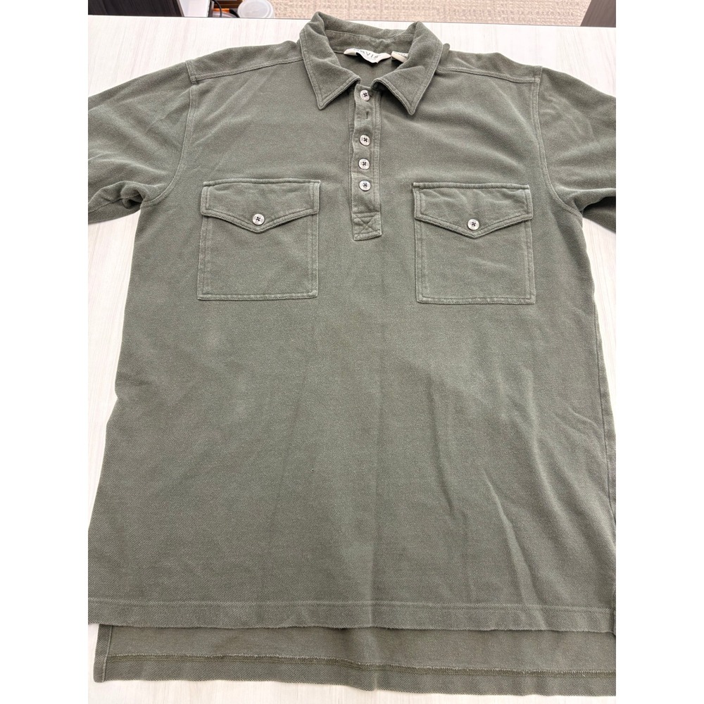 Orvis Polo Shirt Men's Large Green Heavyweight Cotton 2 Pocket Rugby Outdoor